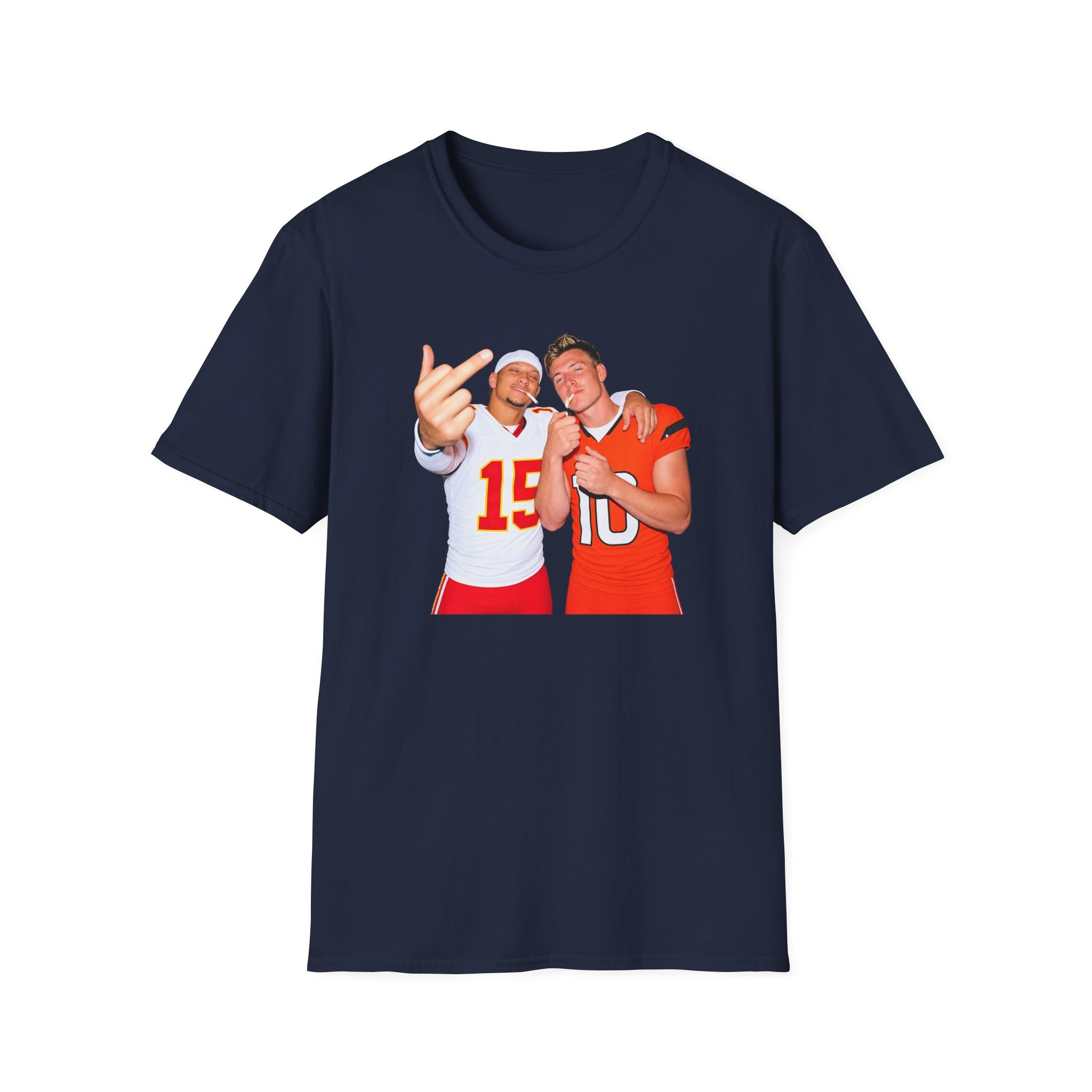 Bo Nix And Patrick Mahomes Middle Finger Cigarettes Shirt - Image 2